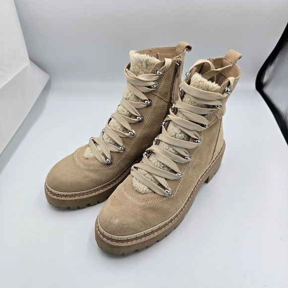Steve Madden Hiker Boots Faux Fur Lined Lace‎ Up Ankle Booties 8.5M - Picture 1 of 11